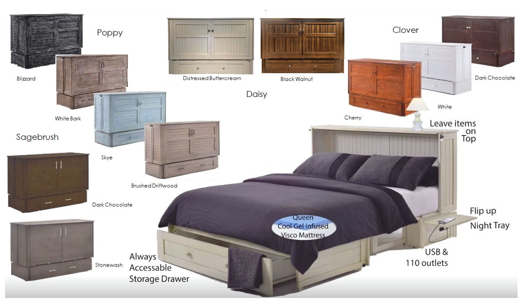 Credenza bed — closed credenza and unfolded Queen bed