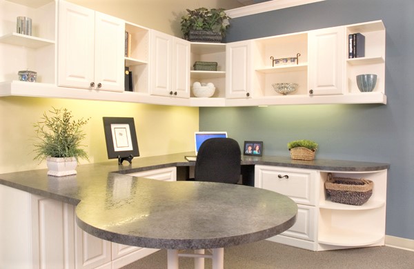 Custom white home office installed for Lisa Enright